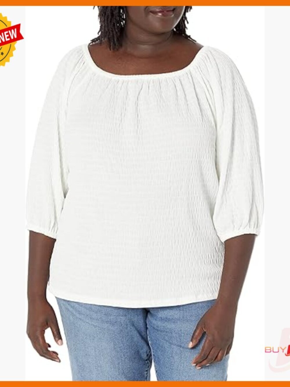 Loose Fit Peasant Top Short Sleeve V-Neck Cotton Blend Casual Wear